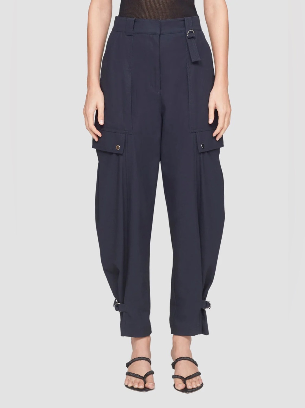Zara Men's Navy Cargo belted Pants with Belted Waist
